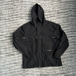 Stussy Hooded Black Raincoat for Men